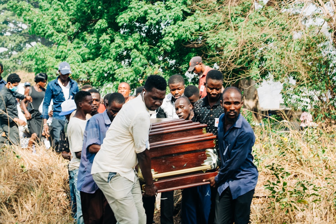 Photo casket, funeral procession